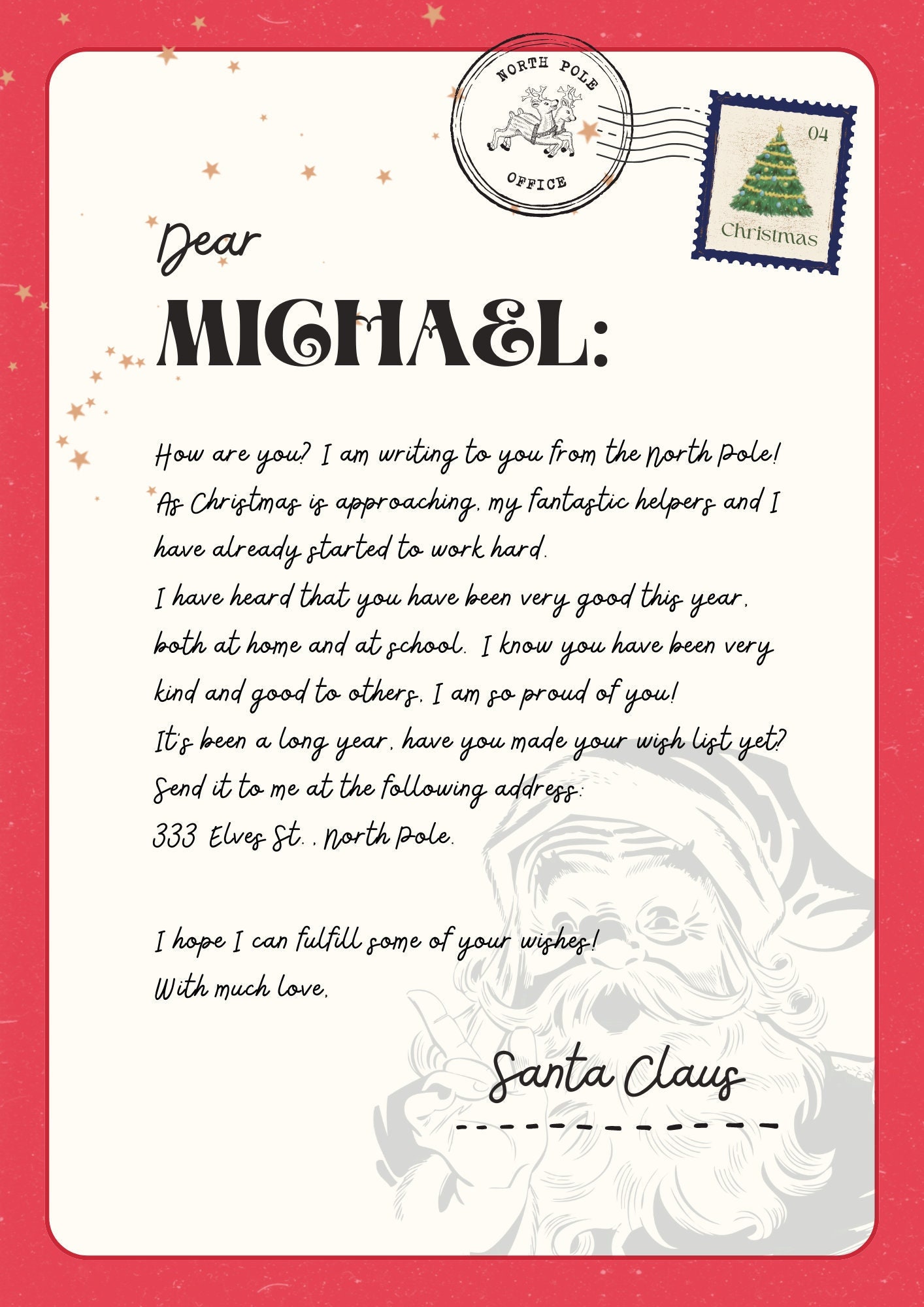 Editable Letter From Santa Template, Official Santa Letter, DIY Santa
