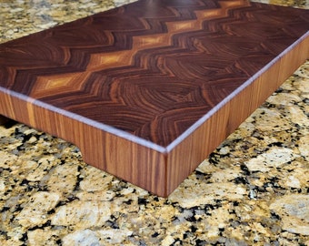 Walnut End Grain Cutting Board with Diamond Pattern