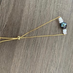 Adjustable Gold Plated Tahitian Pearl Bracelet