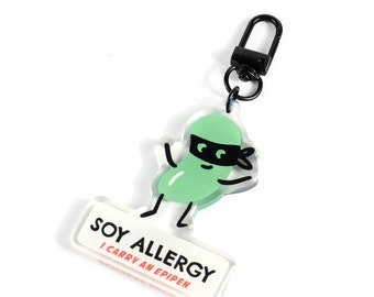 Soy Allergy Bag Tag Keyring I Carry An Epipen Allergy Alert Kids Backpack Tag