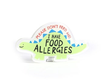 I Have Food Allergies Kids Badge Dinosaur | Allergy Alert Kids Pin