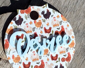 Chicken Straw Topper Name Plate Tag for Your Tumbler Quirky Accessory, cute and fun gift, 40oz, 30oz, Customize and Personalized