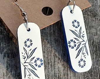 vintage cornflower blue earrings/Pottery earrings