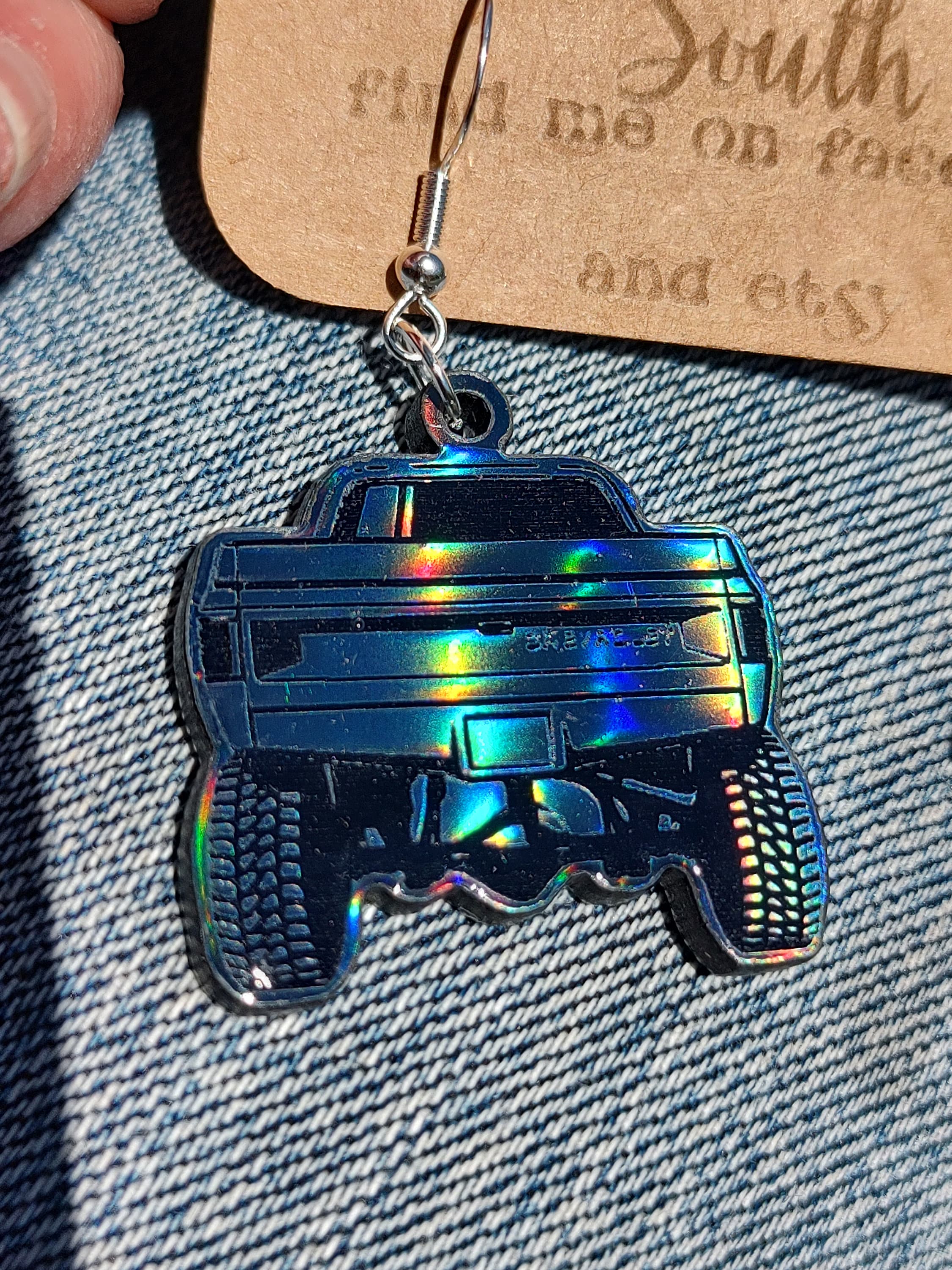 Old Square Body Truck Earrings Made From Dark Northern Lights Etsy