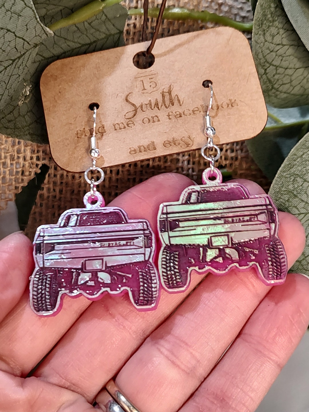 Old Squarebody Truck Earrings Made From Pink Daybreak Etsy