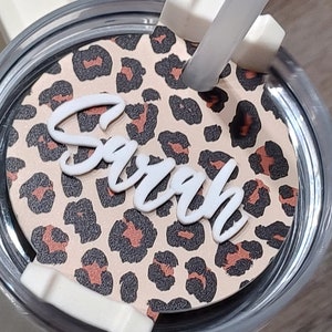 Straw Topper Name Plate Tag for Your Tumbler Leopard print Quirky Accessory, cute and fun gift, 40oz, 30oz, Customize and Personalized