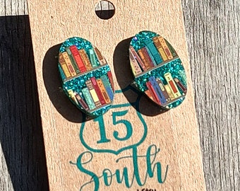 Fun Book Stud Earrings, Bookish Merch, teacher gift, dangle earrings, gift for her, book lover gift, back to school gift, cute