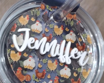 Chicken Straw Topper Name Plate Tag for Your Tumbler Quirky Accessory, cute and fun gift, 40oz, 30oz, Customize and Personalized