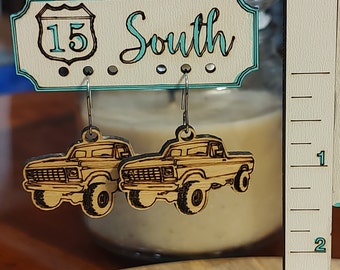 Old Truck Wood Earrings