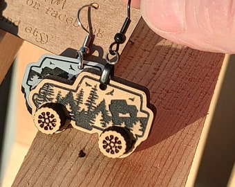 Off-road earrings, 4x4 outdoorsy earrings , dangle earrings, quirky and unique earrings