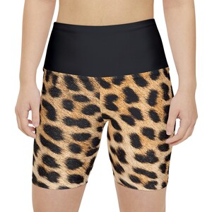 Frauen Leopard Workout Shorts - Workout Shorts, Yoga Shorts, Hohe Taille Bequeme Gummiband Shorts, Biker Shorts Hose, Gym Hose, Übung
