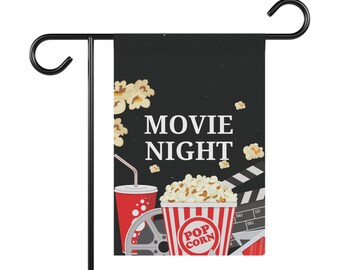 MOVIE NIGHT Garden FLAG - Garden Flag, Banner, Movie Decoration, Yard Decor, Garden and House Banner, Garden and House Banner