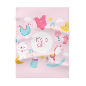 SOFT FLEECE BABY Blanket - It&#39;s A Girl Baby Blanket - Baby Blanket - Blanket - Baby Clothes