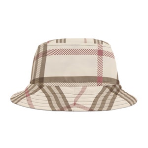 Brown Plaid Design Bucket Hat, Unisex bucket Hat, Summer Hat, Sun Hat, Motivational Cap, Fisherman Hats, Fisherman Bucket Hat, Bucket Hats