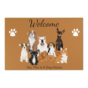 WELCOME RUG for DOG - Door Rug for Dogs - Door Mat - Custom Doormat Dog - Dog Owner Gift - Dog Home Decor - Dog Lover Gift - Dog Welcome Rug