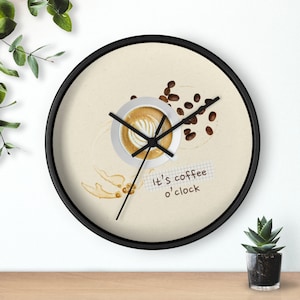 COFFEE CLOCK - Kitchen Wall Clock - Room Wall Clock - Coffee Wall Clock - Dining Room Clock - Coffee Lover Gift
