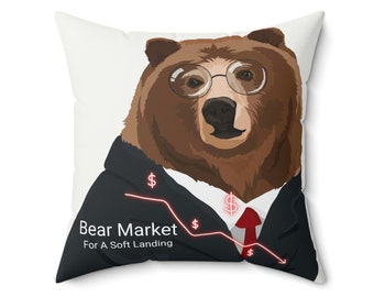 BEAR MARKET PILLOW - Wall Street Pillow - Stock Market Pillow - Traders Pillow - Spun Pillow - Living Room Pillow - Broker Pillow