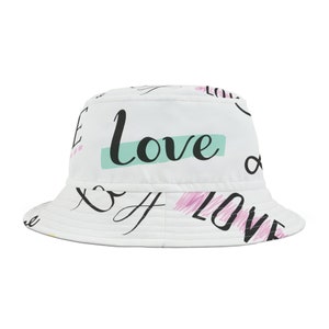 Love Pattern Bucket Hat, Unisex bucket Hat, Summer Hat, Sun Hat, Love Hat, Fisherman Hats, Fisherman Bucket Hats, Bucket Hats