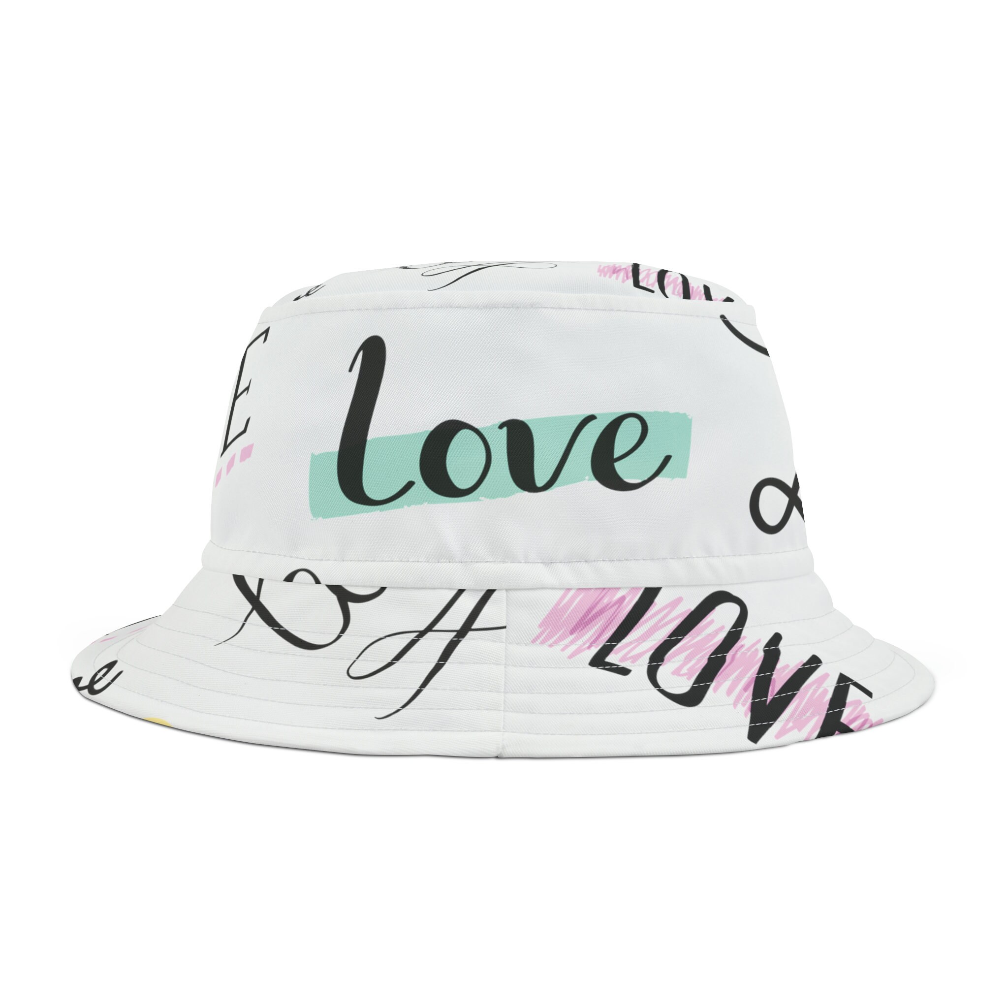 Love Pattern Bucket Hat, Unisex Bucket Hat, Summer Hat, Sun  display picture 2