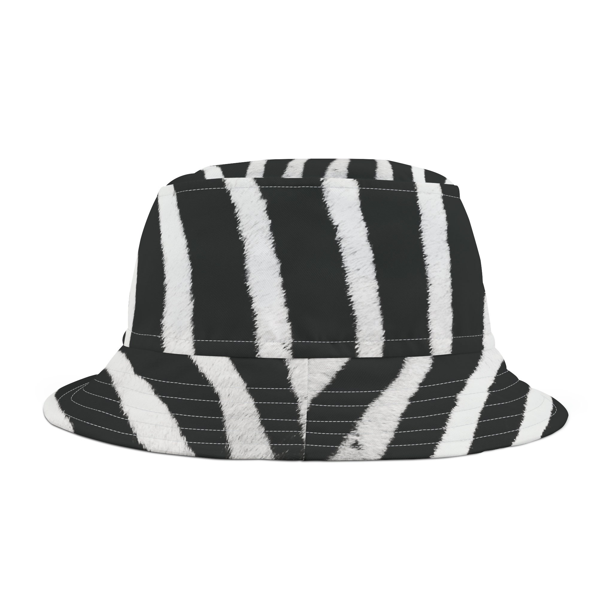 Zebra Pattern Print Bucket Hat, Unisex Bucket Hat, Summer  display picture 1