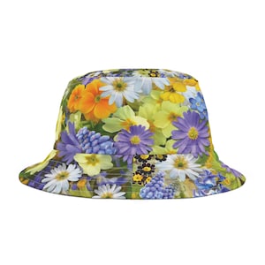 Flowery Print Bucket Hat, Unisex bucket Hat, Summer Hat, Sun Hat, Flowery Hat, Fisherman Hats, Fisherman Bucket Hats, Bucket Hats