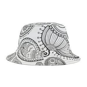 Black Paisley Design Bucket Hat, Unisex bucket Hat, Summer Hat, Sun Hat, Motivational Cap, Fisherman Hats, Fisherman Bucket Hat, Bucket Hats