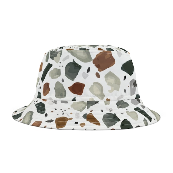 Brown Patterned Bucket Hat Made by Minga | Unisex Crochet Checkered Bucket Hat | Handmade main image 4