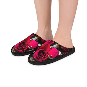 WOMEN&#39;S INDOOR SLIPPERS -  Rose Women&#39;s Slippers - Valentine&#39;s Slippers - Women&#39;s Slippers - Valentine&#39;s Gift - Women&#39;s Clothing - Slippers