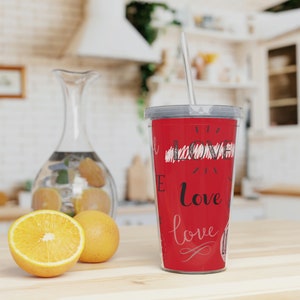 PLASTIC TUMBLER with STRAW - Valentine&#39;s Gift - Mother&#39;s Day Gifts - Wedding Gifts - Birthday Gifts - Drinking Cups - Plastic Tumbler