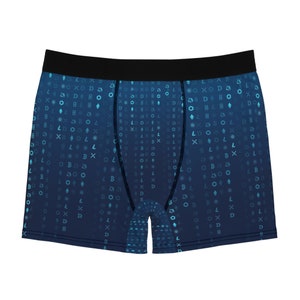 MÄNNER BOXER BRIEFS - Blauer Krypto Matrix Muster Boxer Brief - Für Ihn Geschenk - Herren Briefs - Herren Boxer - Herren Shorts - Herren Unterwäsche