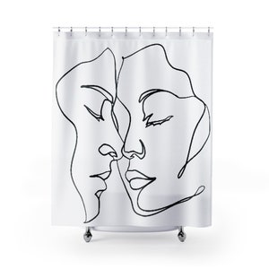 COUPLE FACE Shower CURTAIN Retro, Bathroom Decor Home Decor, Bespoke Housewarming Gift, Unique Wedding Gift For Couple, Gift For Her