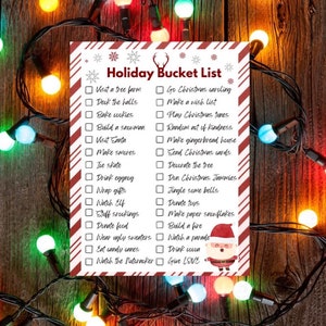 Printable Holiday Bucket List - Christmas Family Activities Checklist