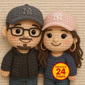 Custom Couple Amigurumi Style Portrait from Photo Funny Personalized Drawing Digital Gift for Holidays Pets Friends Couples Family Portraits