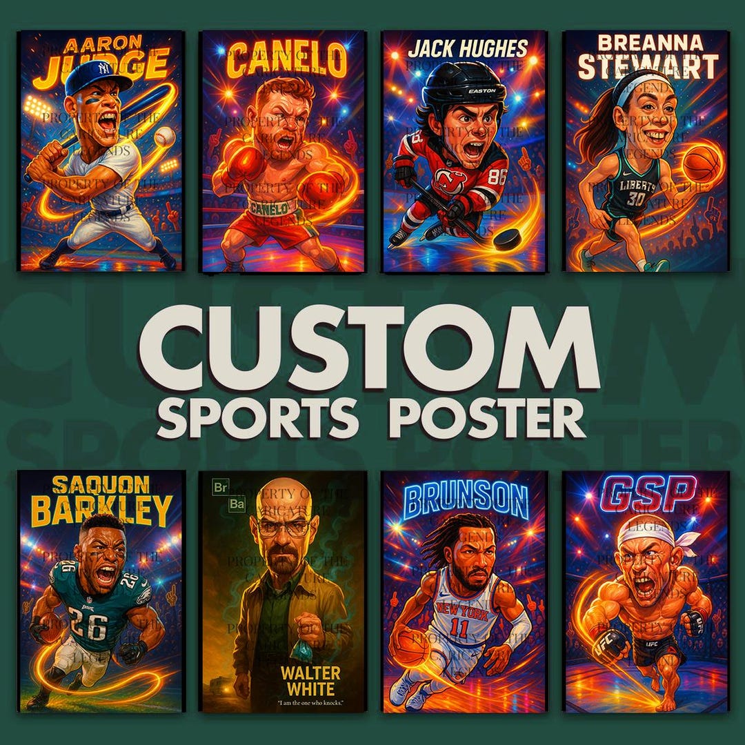 Custom Sports Poster Caricature Portrait Sports Gift Basketball Print ...