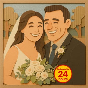 Retrato de pareja personalizado en cartón, a partir de una foto. Dibujo personalizado divertido. Regalo digital para fiestas, amigos, parejas, retratos familiares.