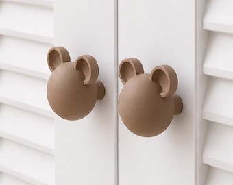 Teddy Bear Drawer Knobs Set of 2, Nursery Dresser Pulls, Kids Room Furniture Handles, Baby Cabinet Knobs, Cute Animal Decor