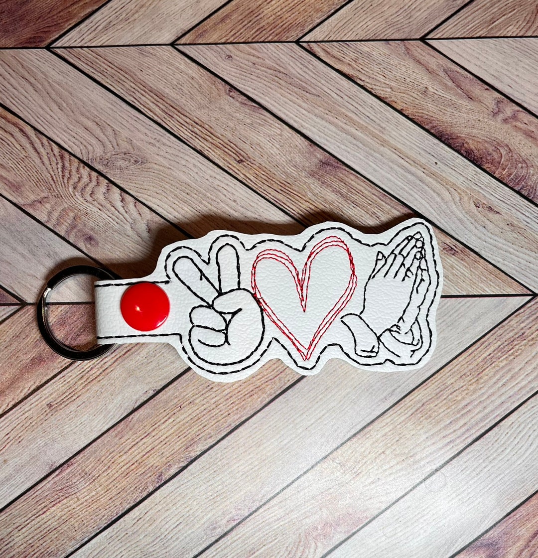 Peace Love Pray Keychain - Etsy