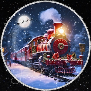Polo Norte Bound, Tren de Navidad, Estacional, Vacaciones, Diseño de letrero de corona, Diseño de sublimaciones, Imprimible, PNG, Descarga digital solamente