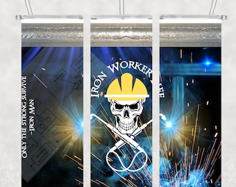 Iron Worker PNG, Iron Man, Steel Hanger, Tumbler Wrap, 20 oz Skinny Straight Design, Digital Download Only