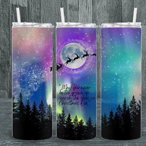 Weihnachtsmann und Nordlichter 20 oz skinny gerade Becher wrap digitales Design-Digital Download