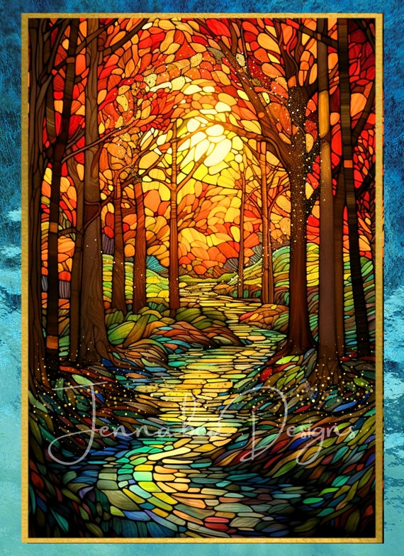 Fall, Autumn, Woods, Faux Stained Glass, Wreath Sign Design