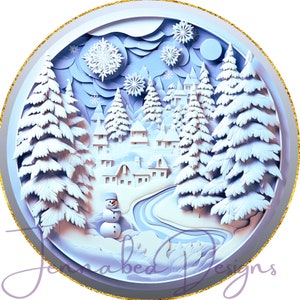 We Can Build a Snowman, Christmas, Seasonal, Snowy, faux Paper cut, 3D, Round, Sublimation Design, Printable, PNG, Digital Download Only