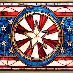 Patriotismus, rot weiß blau, Amerika, Faux-Buntglas, Zeichen-Design, rechteckig, 11x8, Sublimation, printable, nur digitaler Download