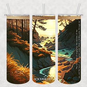 Ocean and Sea Tumbler Wrap, Sublimation Design, 20 oz Skinny Straight, PNG-Digital Download Only