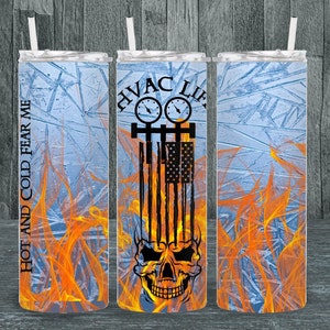 HVAC Tech 20 oz Skinny Straight Sublimation Design Wrap-PNG Digital Design Download Only