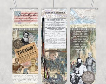 American Civil War, History, Harpers Ferry, Abolitionist, John Brown, Tumbler Wrap, 20 oz, Skinny Straight, Sublimation, PNG, Digital only