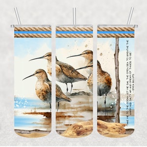 Involucro per bicchiere, Uccelli costieri, Oceano e mare, Dritto sottile da 20 oz, Design a sublimazione, Solo download digitale PNG