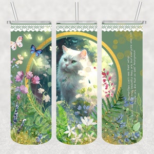 Butterflies and cats PNG, Tumbler Wrap, Digital Design, Inspirational, 20 oz Skinny Straight, Download only