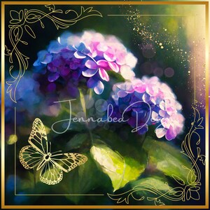 Wreath Sign Design, Hydrangeas, Square, Flowers, PNG-Digital Download Only