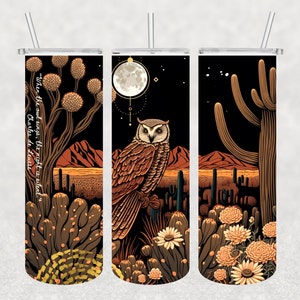Owl Tumbler Wrap, Desert, desert, Cactus, Sublimation Design, 20 oz Skinny Straight, PNG-Digital Download Only